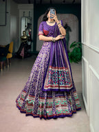 Aaradhvi Tasar Silk Sparkle Lace Border Navratri Lehenga Choli with Dupatta