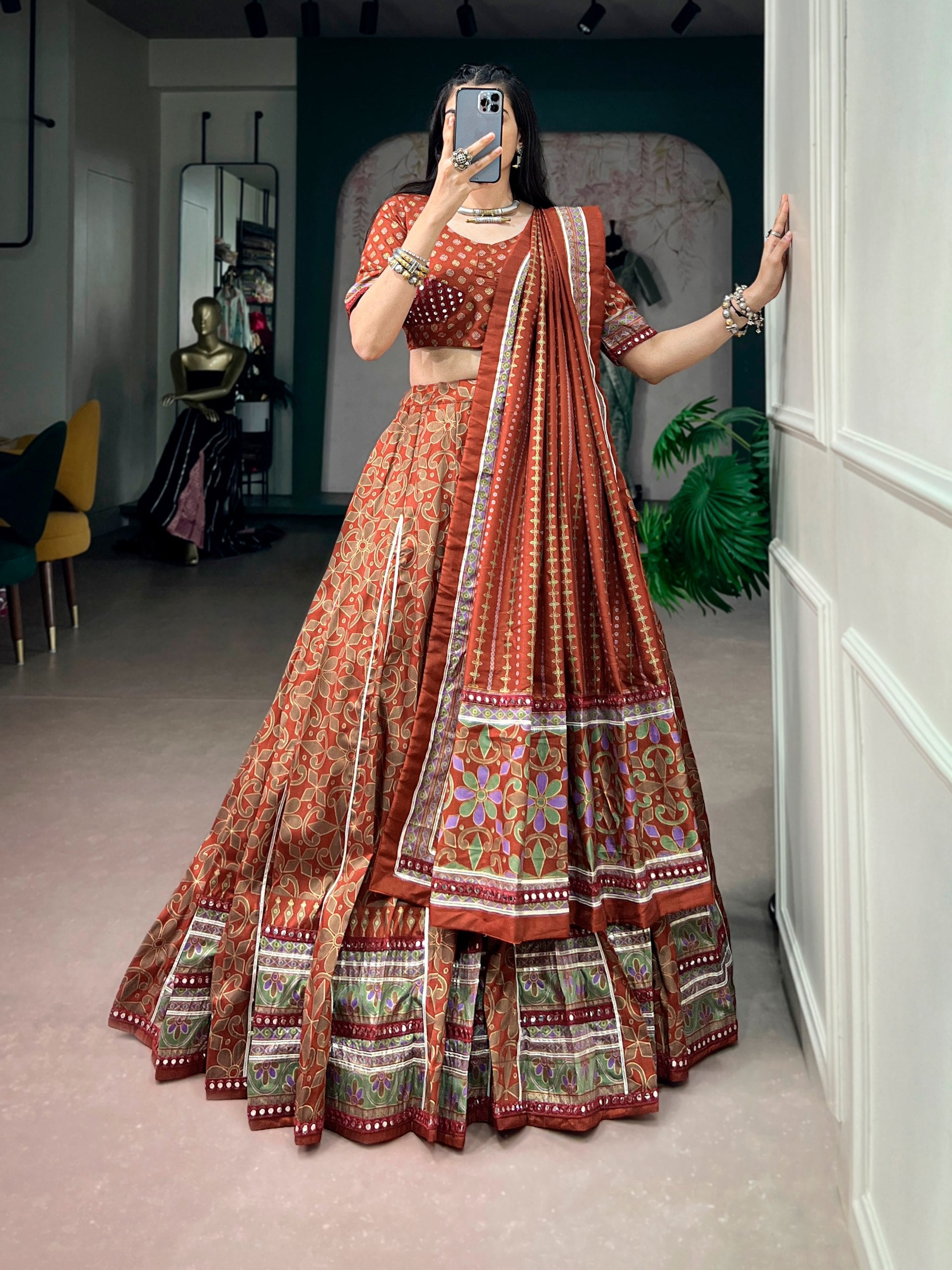 Aaradhvi Tasar Silk Sparkle Lace Border Navratri Lehenga Choli with Dupatta