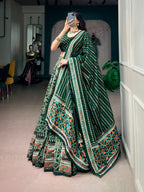 Aaradhvi Tasar Silk Sparkle Lace Border Navratri Lehenga Choli with Dupatta