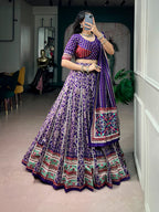 Aaradhvi Tasar Silk Sparkle Lace Border Navratri Lehenga Choli with Dupatta