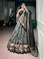 Aaradhvi Tasar Silk Sparkle Lace Border Navratri Lehenga Choli with Dupatta