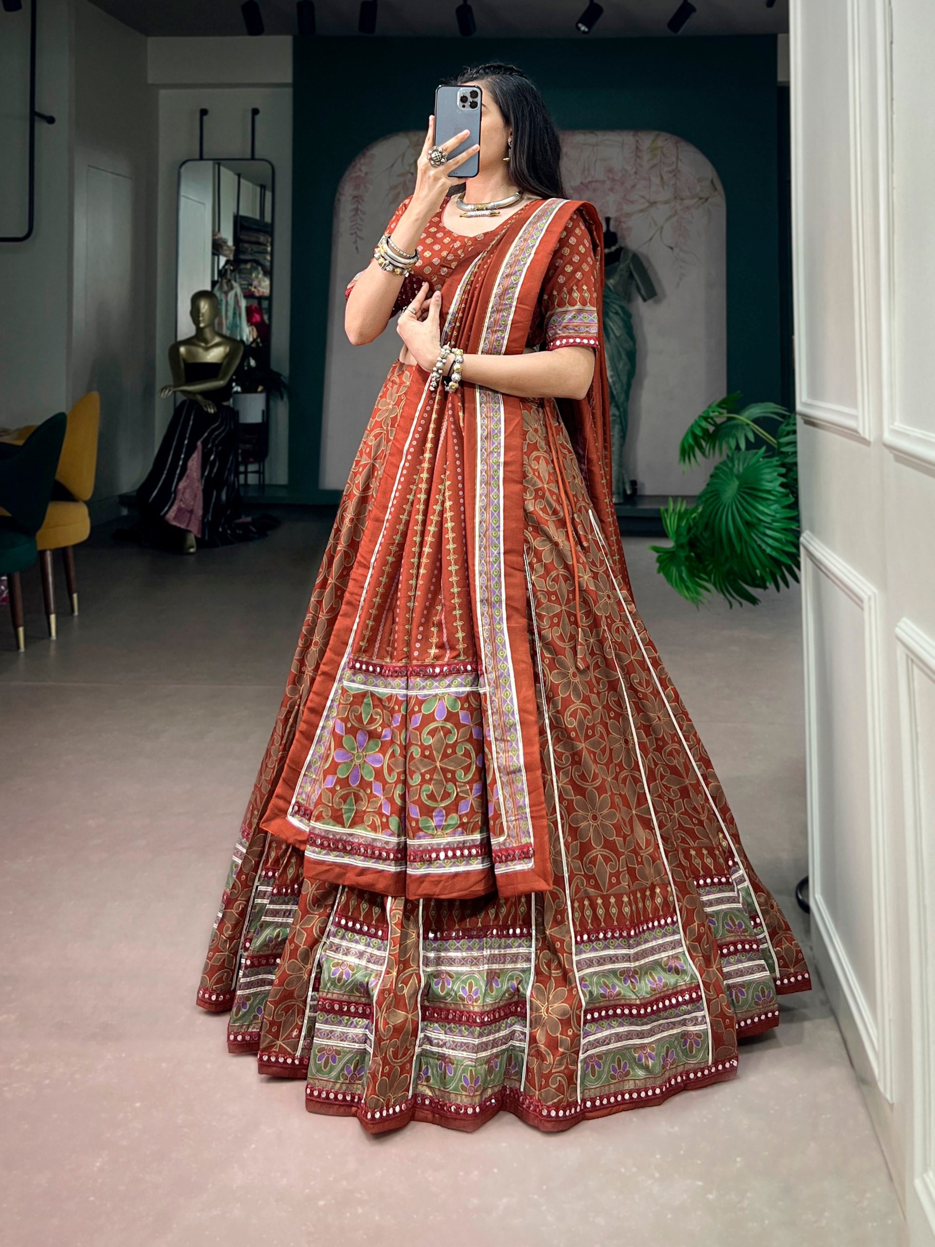 Aaradhvi Tasar Silk Sparkle Lace Border Navratri Lehenga Choli with Dupatta