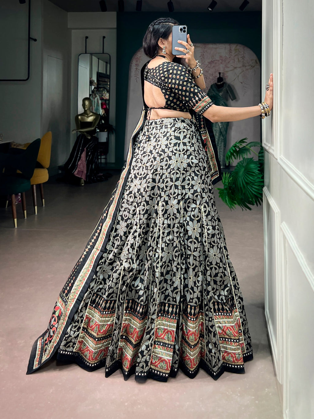 Aaradhvi Tasar Silk Sparkle Lace Border Navratri Lehenga Choli with Dupatta