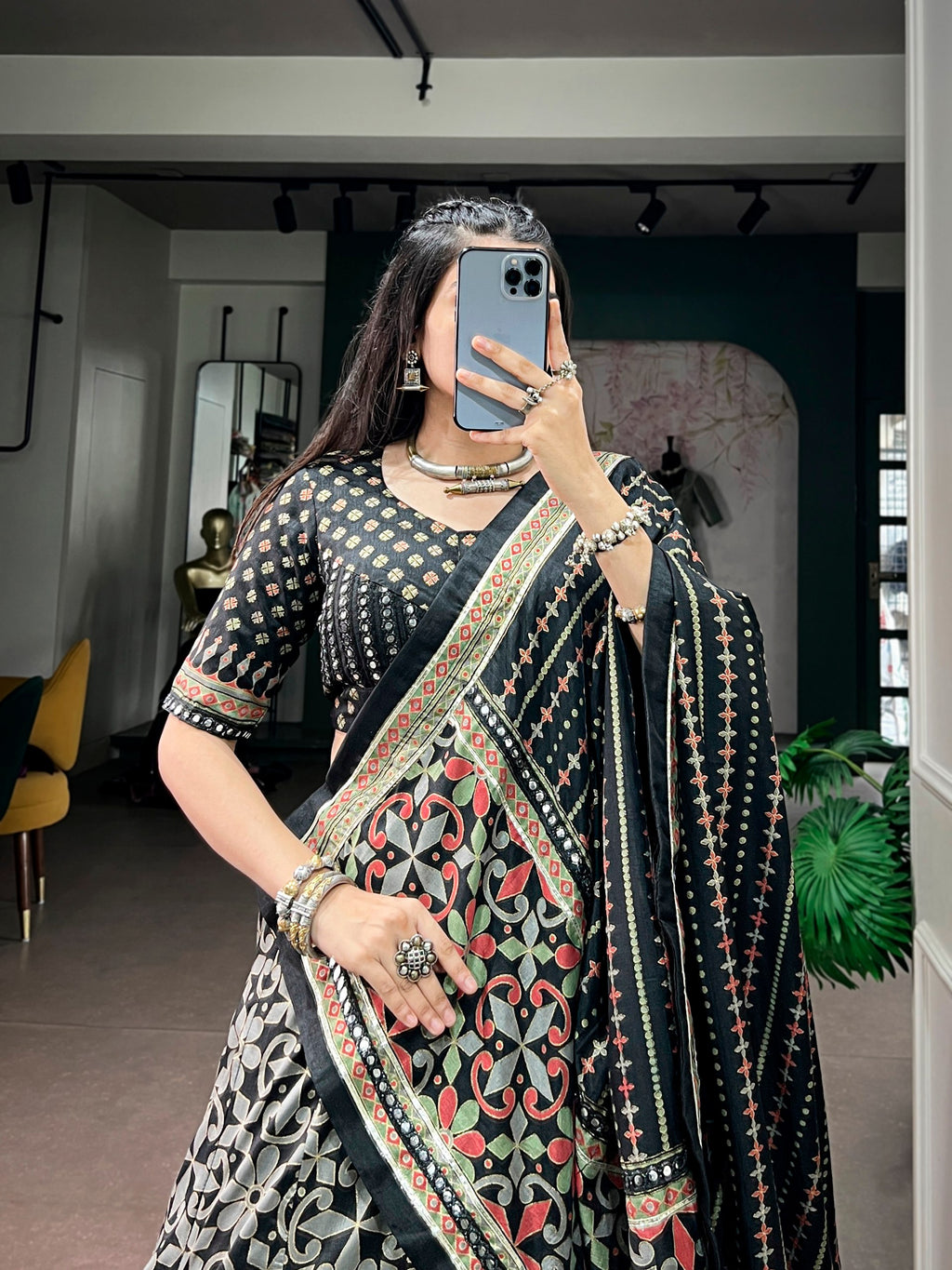 Aaradhvi Tasar Silk Sparkle Lace Border Navratri Lehenga Choli with Dupatta