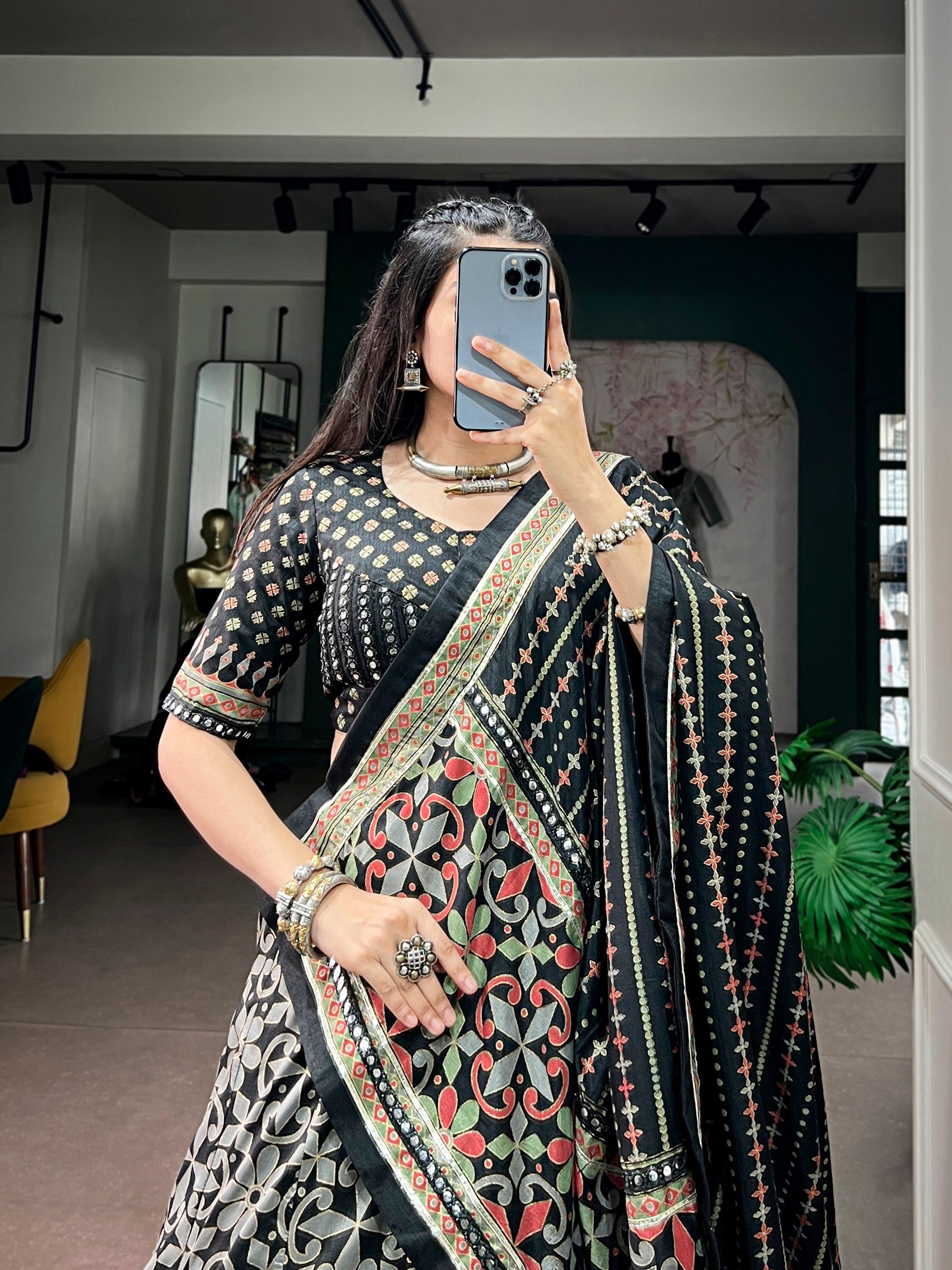 Aaradhvi Tasar Silk Sparkle Lace Border Navratri Lehenga Choli with Dupatta