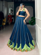 Aaradhya Rayon Gamthi Work & Mirror Embellished Navratri Lehenga Choli