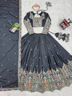 Designer Natural Crepe Silk Lehenga Choli with Coding Dori Work