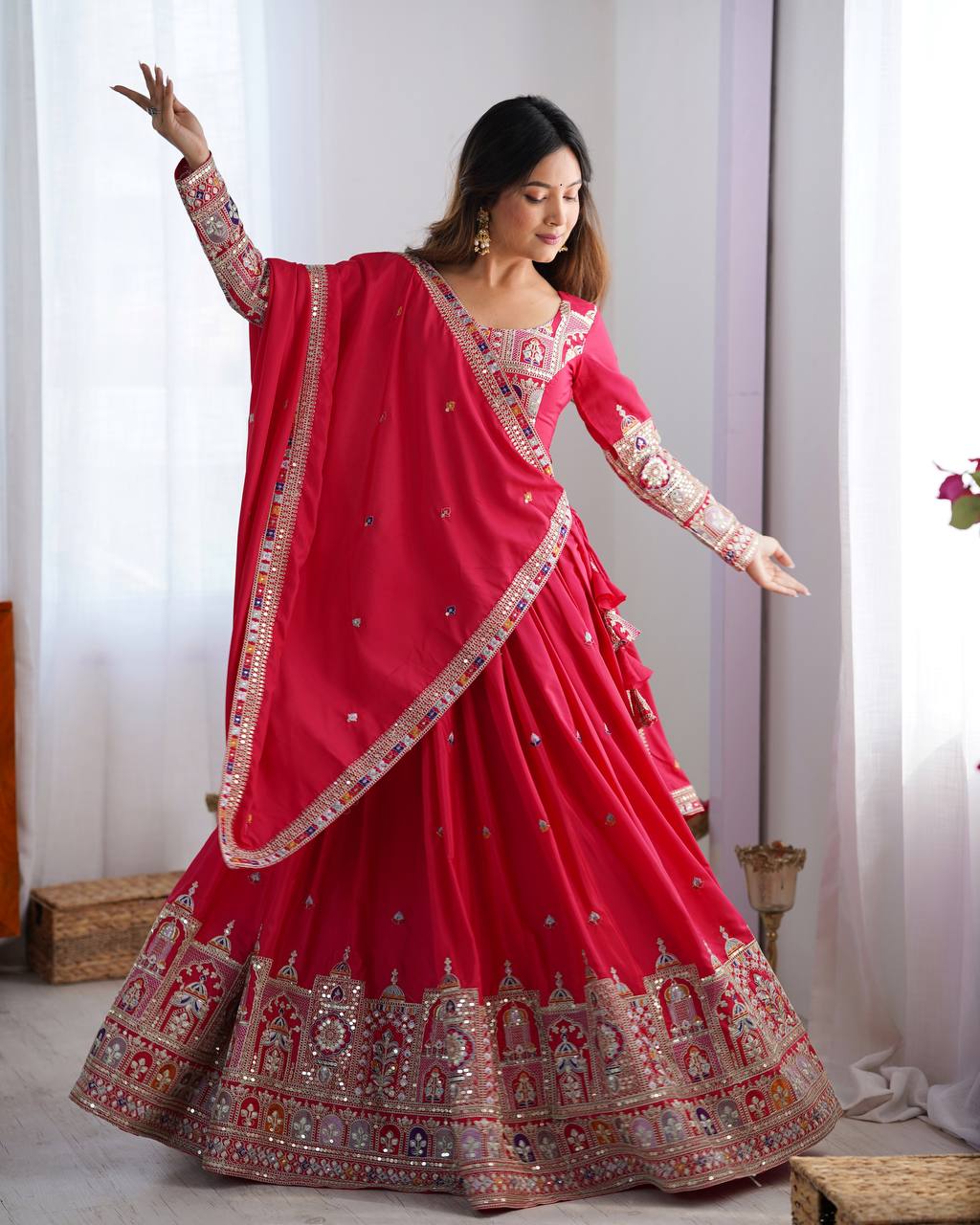Designer Natural Crepe Silk Lehenga Choli with Coding Dori Work