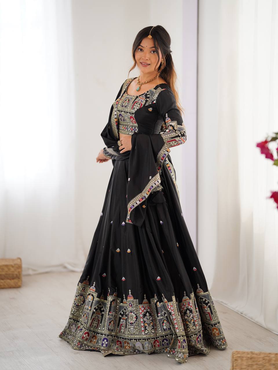 Designer Natural Crepe Silk Lehenga Choli with Coding Dori Work