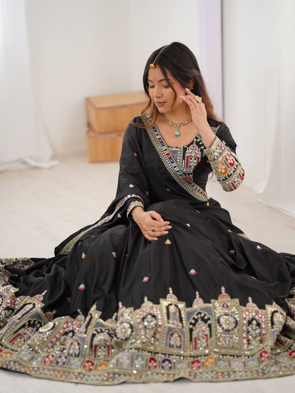 Designer Natural Crepe Silk Lehenga Choli with Coding Dori Work