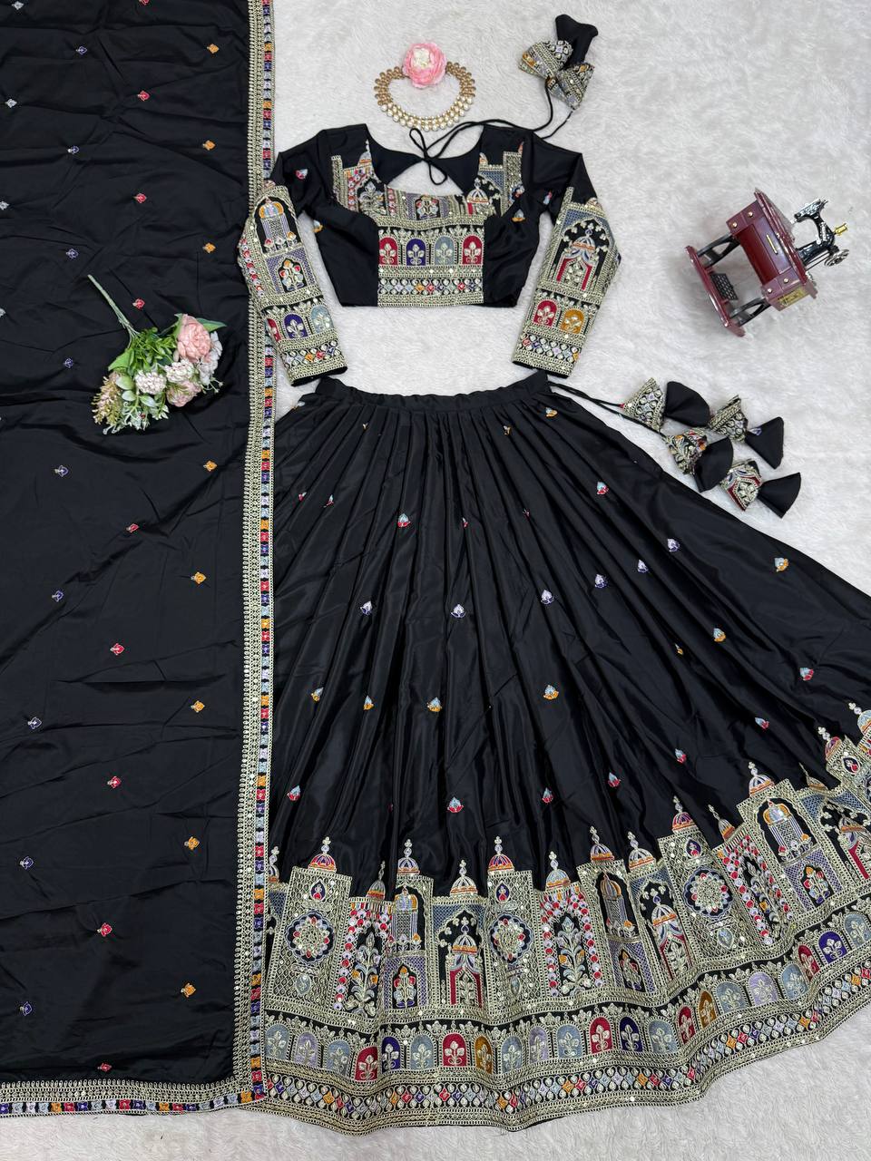 Designer Natural Crepe Silk Lehenga Choli with Coding Dori Work