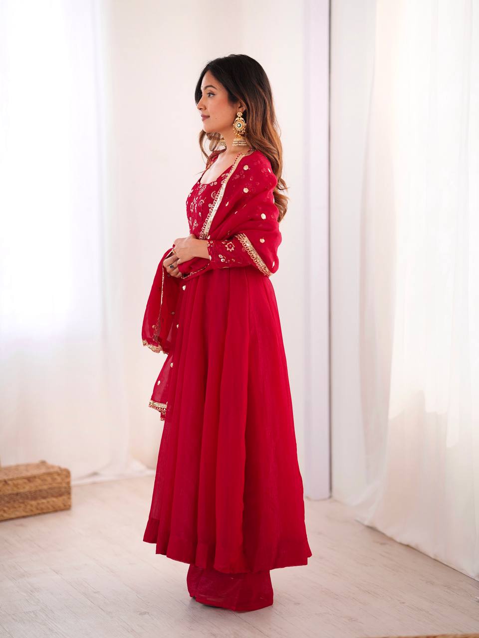 Royal Crunchy Silk Gown with Embroidered Dupatta and Pant