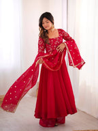 Royal Crunchy Silk Gown with Embroidered Dupatta and Pant
