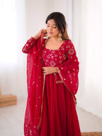 Royal Crunchy Silk Gown with Embroidered Dupatta and Pant