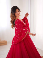 Royal Crunchy Silk Gown with Embroidered Dupatta and Pant