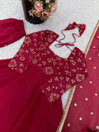 Royal Crunchy Silk Gown with Embroidered Dupatta and Pant