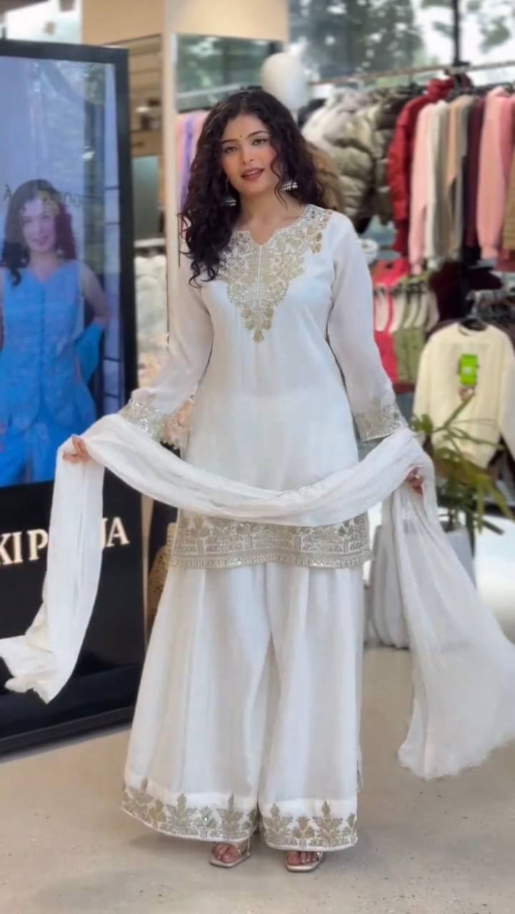 Wedding Ready Fandy Outfit with Matching Embroidered Palazzo
