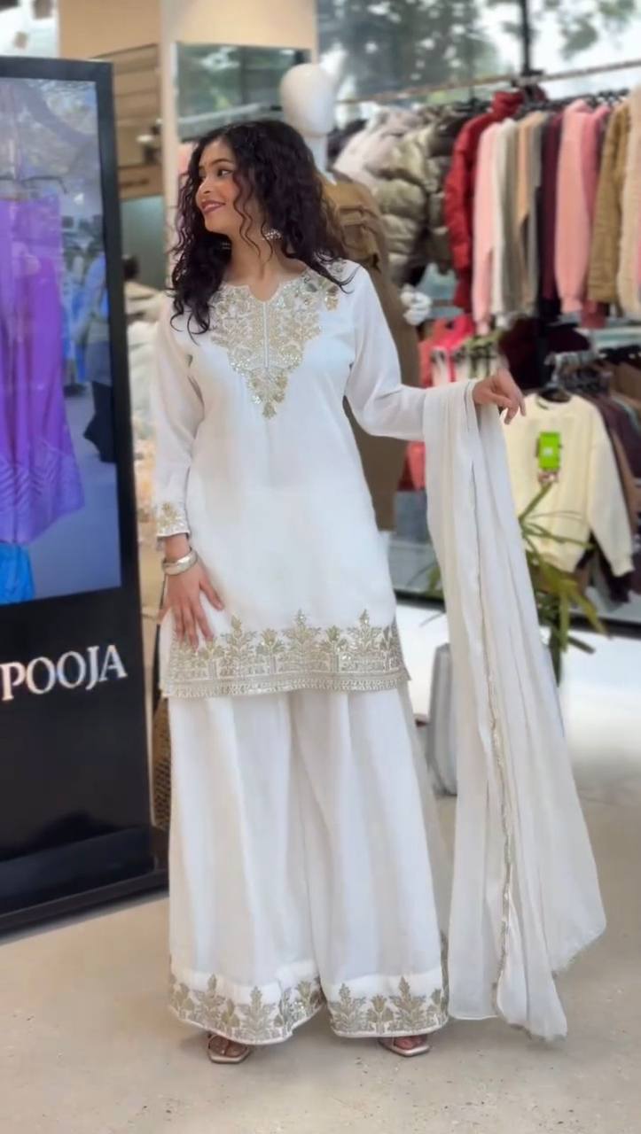 Wedding Ready Fandy Outfit with Matching Embroidered Palazzo