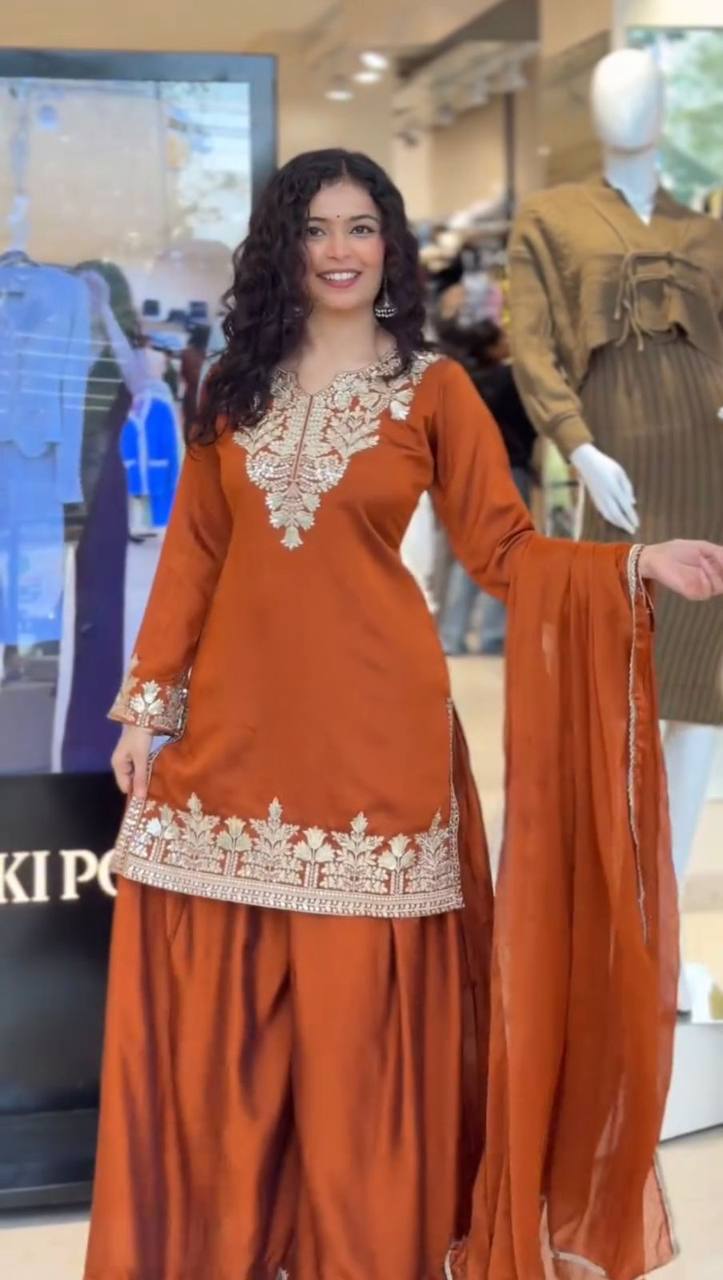Wedding Ready Fandy Outfit with Matching Embroidered Palazzo