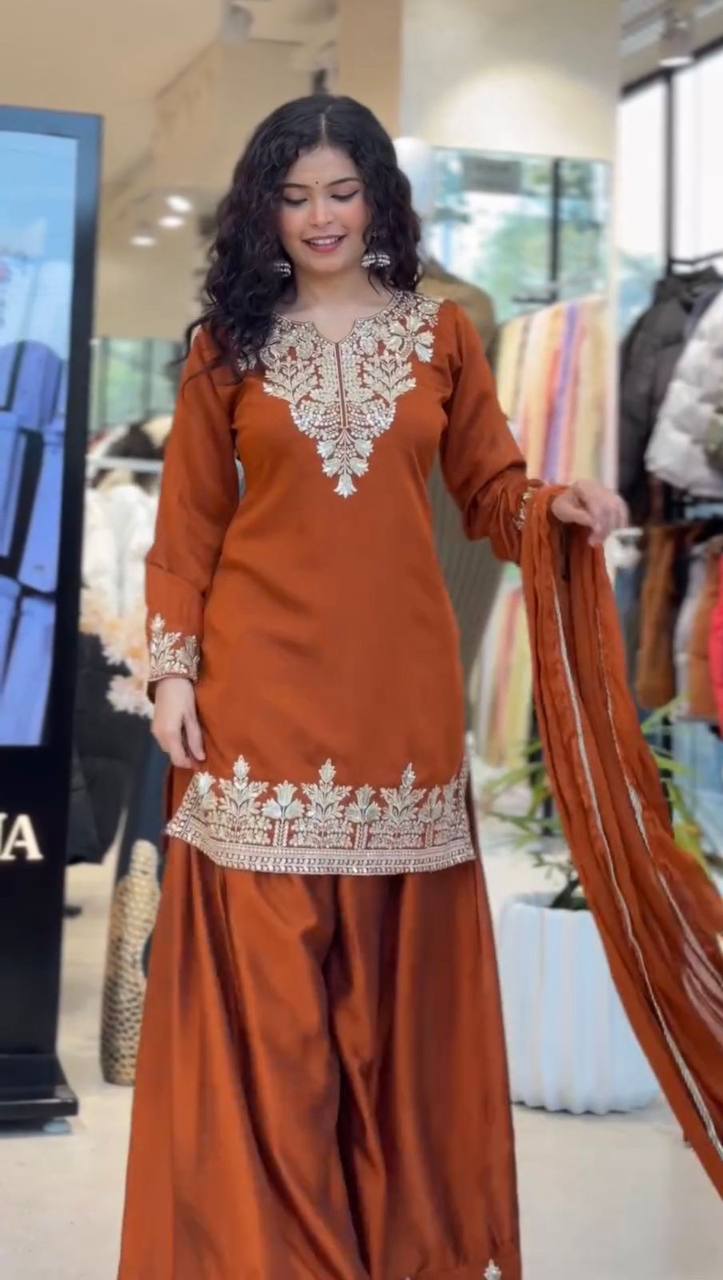 Wedding Ready Fandy Outfit with Matching Embroidered Palazzo