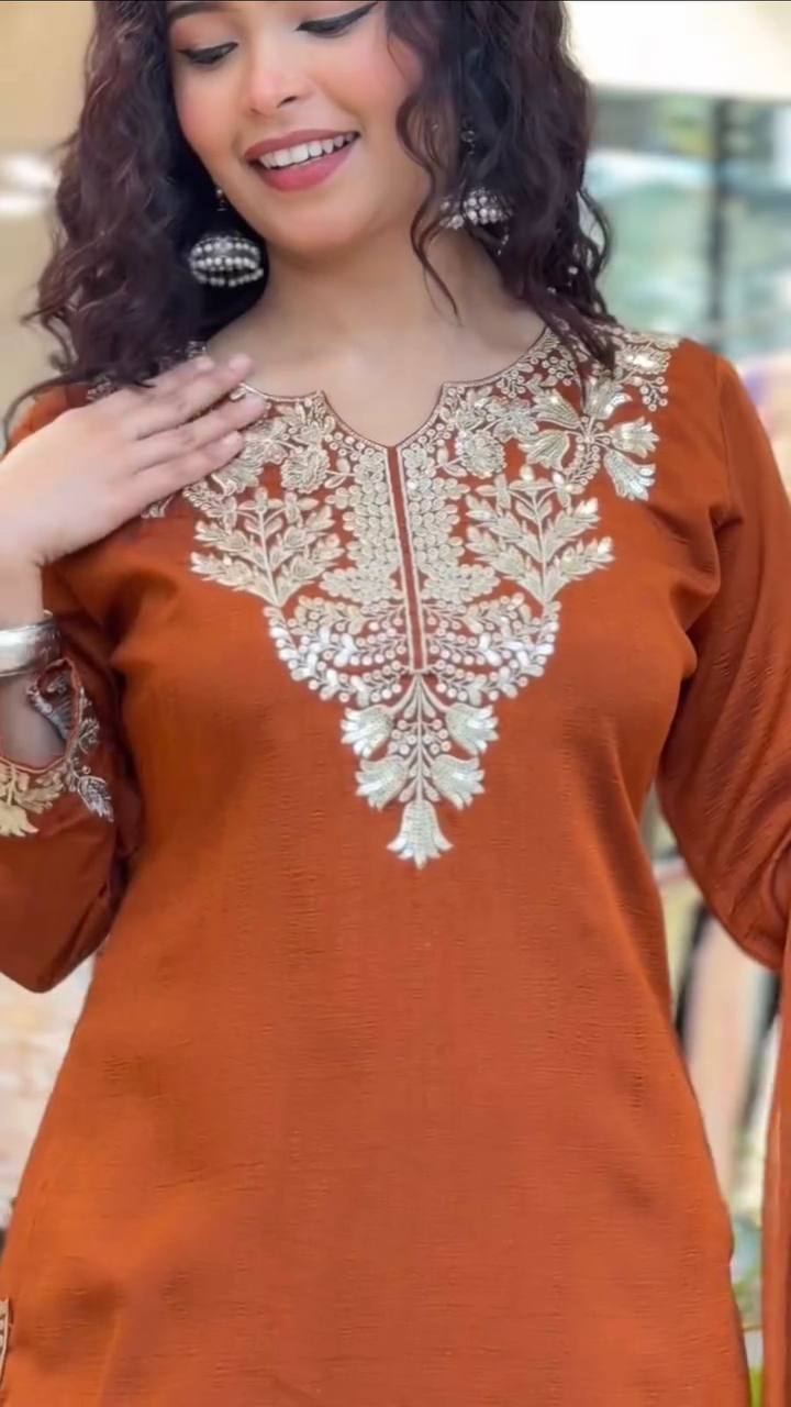 Wedding Ready Fandy Outfit with Matching Embroidered Palazzo