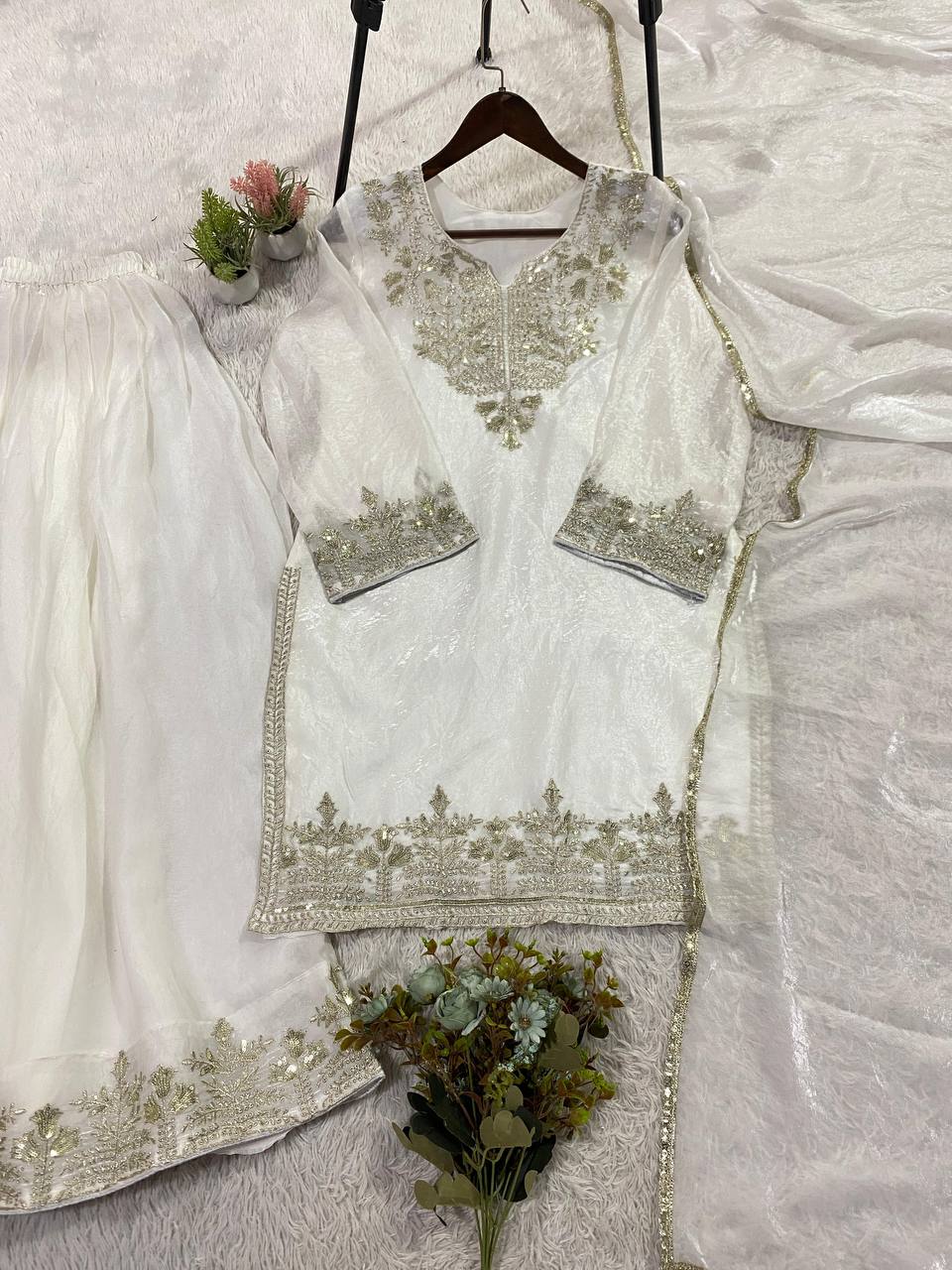 Wedding Ready Fandy Outfit with Matching Embroidered Palazzo