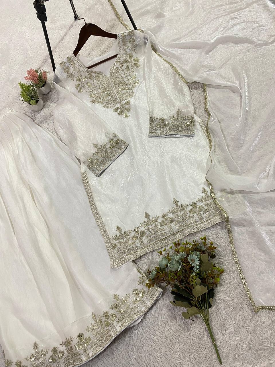 Wedding Ready Fandy Outfit with Matching Embroidered Palazzo