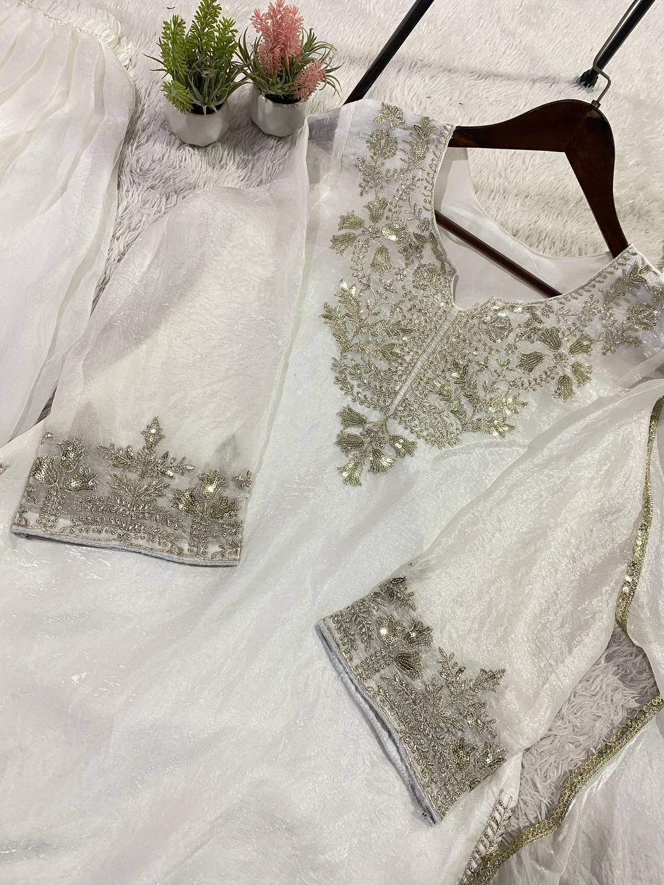 Wedding Ready Fandy Outfit with Matching Embroidered Palazzo