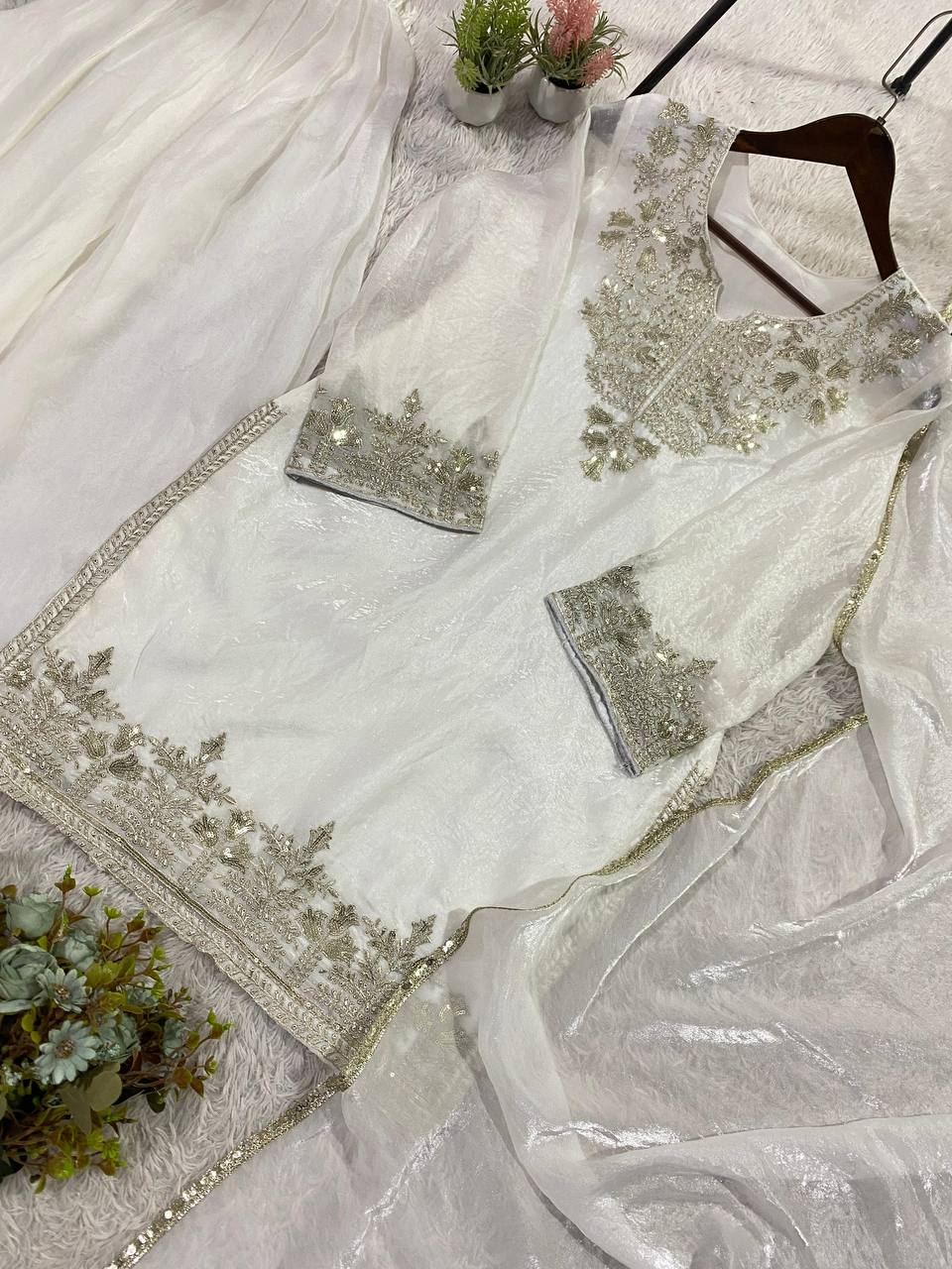 Wedding Ready Fandy Outfit with Matching Embroidered Palazzo