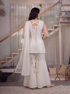 Eshira Heavy Fendi Crush Embroidered Sharara Palazzo Set with Matching Dupatta