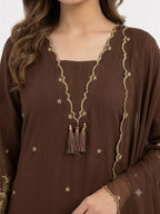 Zariya Aura Designer Rayon Embroidered Kurta Palazzo Set with Latkan Work and Matching Dupatta