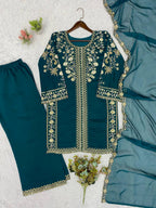 Ira Roman Sequins Embroidered Palazzo Suit with Soft Organza Dupatta