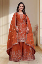 Aarohi Fendy Silk Sequins Embroidered Sharara Suit with Dupatta