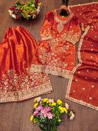 Aarohi Fendy Silk Sequins Embroidered Sharara Suit with Dupatta