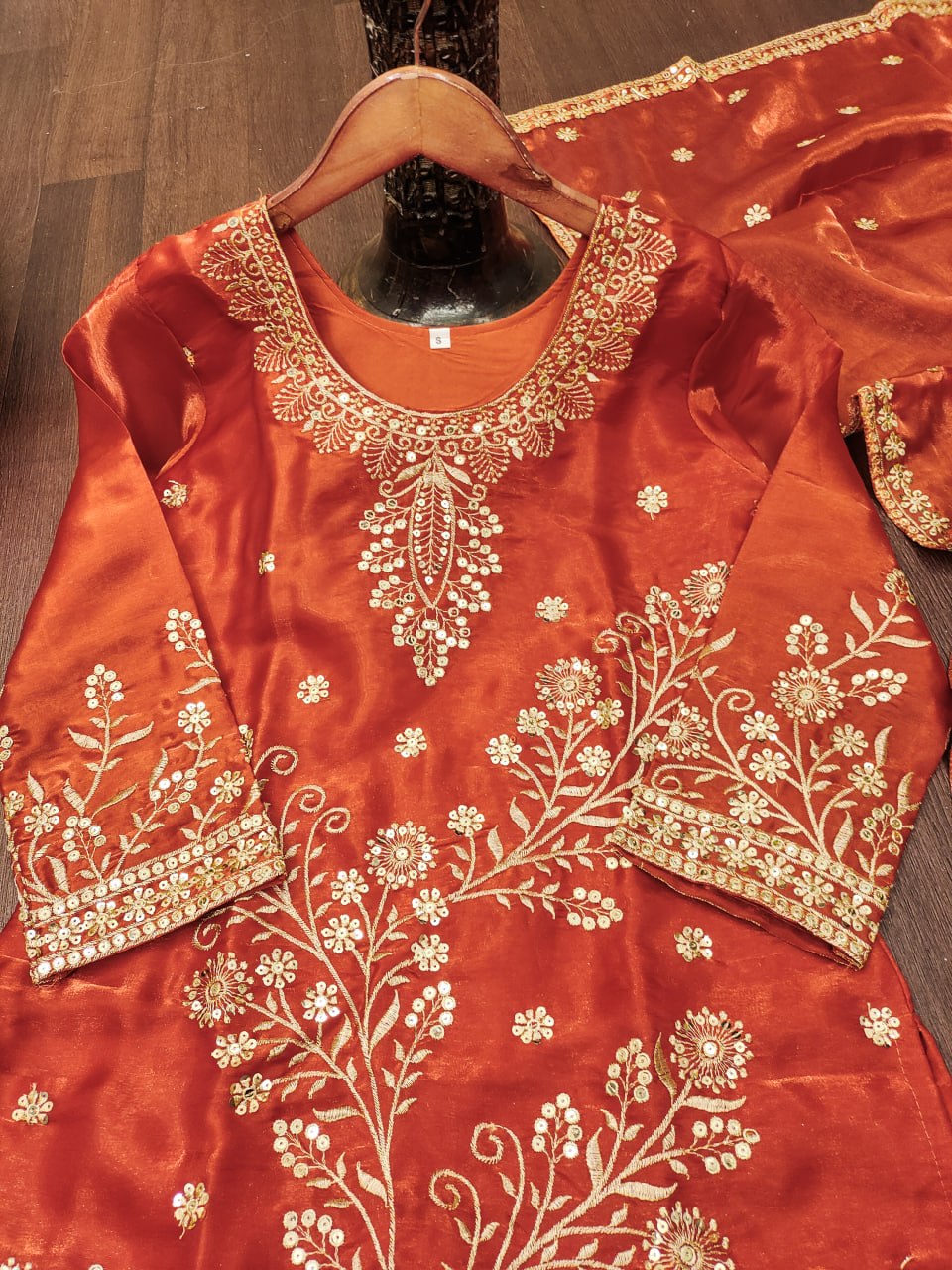 Aarohi Fendy Silk Sequins Embroidered Sharara Suit with Dupatta