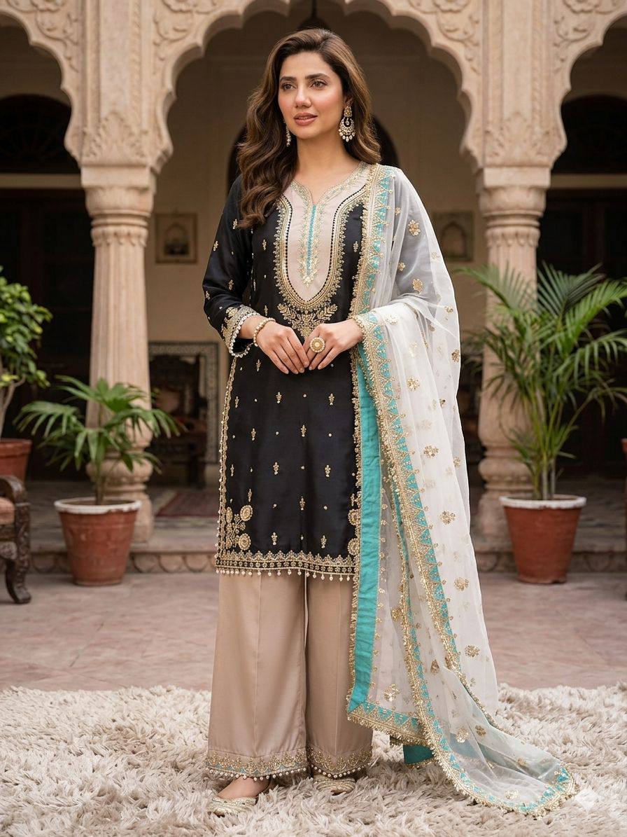 Premium Sequence Embroidery Palazzo Suit for Special Occasions