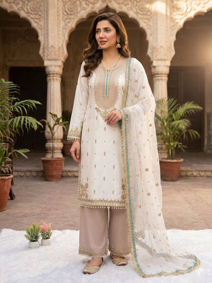 Premium Sequence Embroidery Palazzo Suit for Special Occasions
