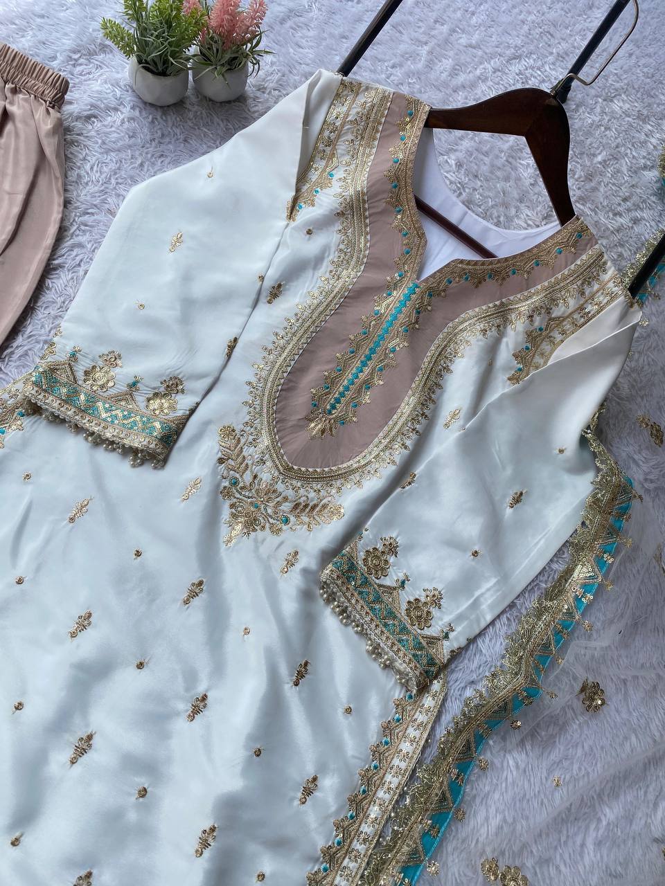 Premium Sequence Embroidery Palazzo Suit for Special Occasions