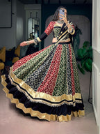 Zarvika Rayon Gamthi Work Gota Patti & Mirror Embellished Navratri Lehenga Choli
