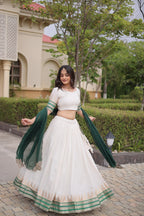Tanirika Viscose Jacquard Zari Temple Weaving Lehenga with Blouse & Georgette Dupatta