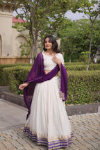 Tanirika Viscose Jacquard Zari Temple Weaving Lehenga with Blouse & Georgette Dupatta