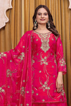 Aarvika Fendy Silk Sequins Embroidered Sharara Suit with Dupatta