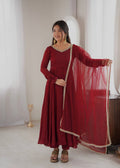 Aarushi Doremon Crush Mirror Work Gown with Pant & Butterfly Net Dupatta Set