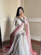 Vaanvi Natural Crepe Silk Sequins Embroidered Palazzo Suit with Shaded Chiffon Dupatta