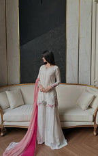 Vaanvi Natural Crepe Silk Sequins Embroidered Palazzo Suit with Shaded Chiffon Dupatta