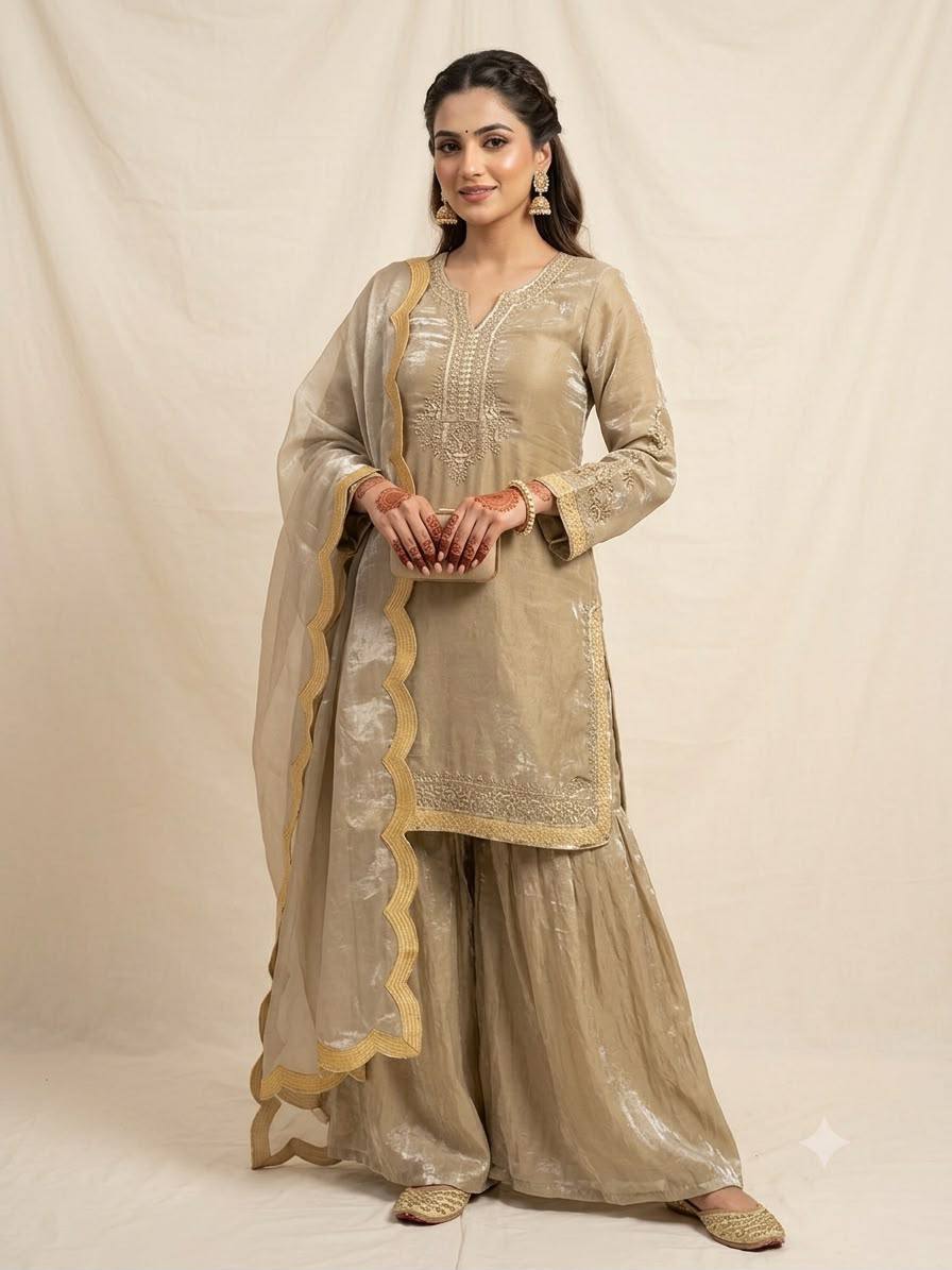 Anvitha Fendy Sequins Embroidered Palazzo Suit with Dupatta