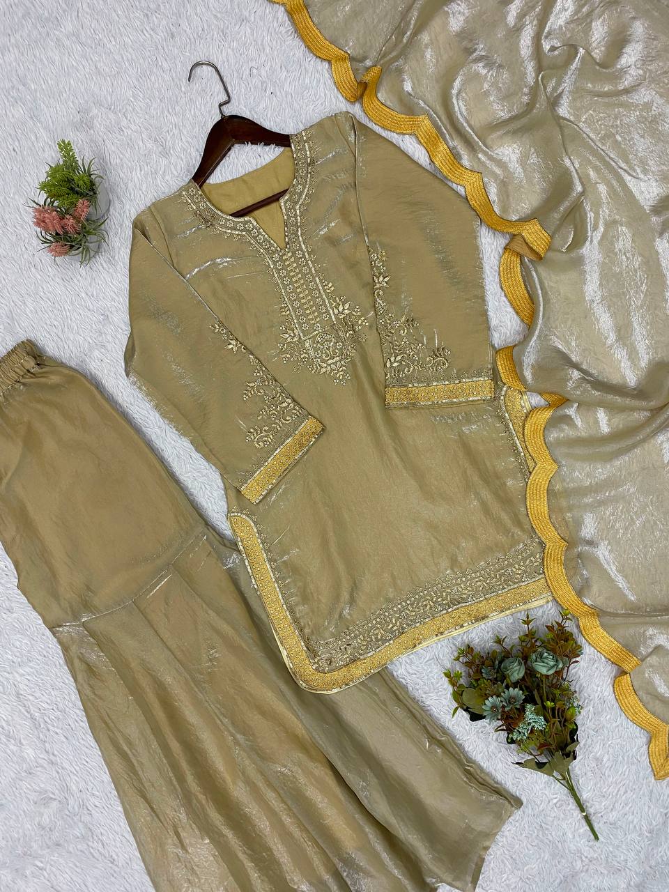 Anvitha Fendy Sequins Embroidered Palazzo Suit with Dupatta
