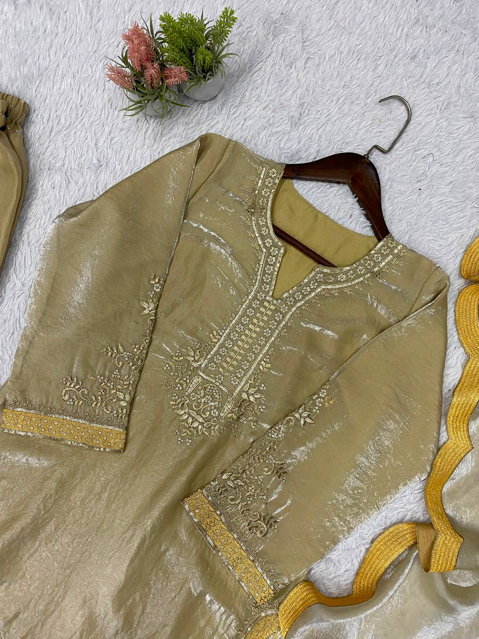 Anvitha Fendy Sequins Embroidered Palazzo Suit with Dupatta
