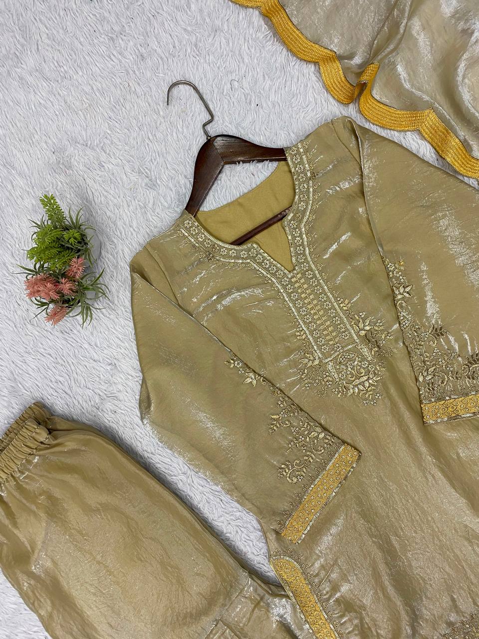 Anvitha Fendy Sequins Embroidered Palazzo Suit with Dupatta