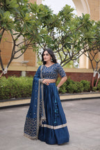 Vaidehi Glory Satin Zari Sequins Embroidered Lehenga with Blouse & Dupatta